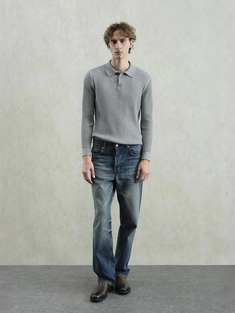 جيستو GIESTO Slim Fit Ribbed Polo T-Shirt